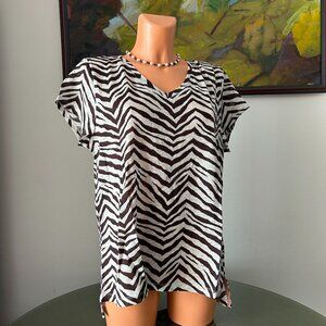 Tahari NWT Zebra Print Linen Shirt